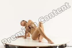 Nude Gymnastic poses Woman White Slim long brown Multi angle poses Pinup